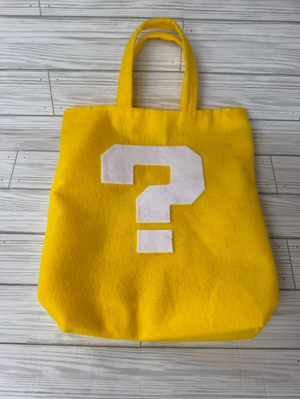 Yellow Mystery Question Mark Trick or Treat Bag, Handmade Felt Halloween Candy